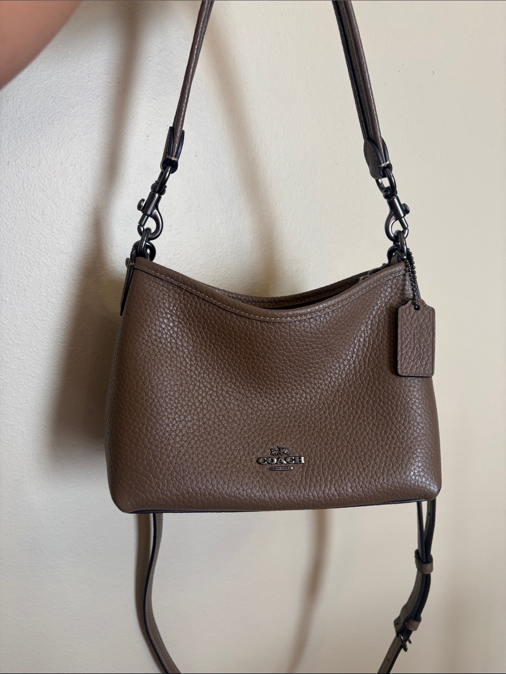 Coach LAUREL Small Leather Shoulder Bag in STONE